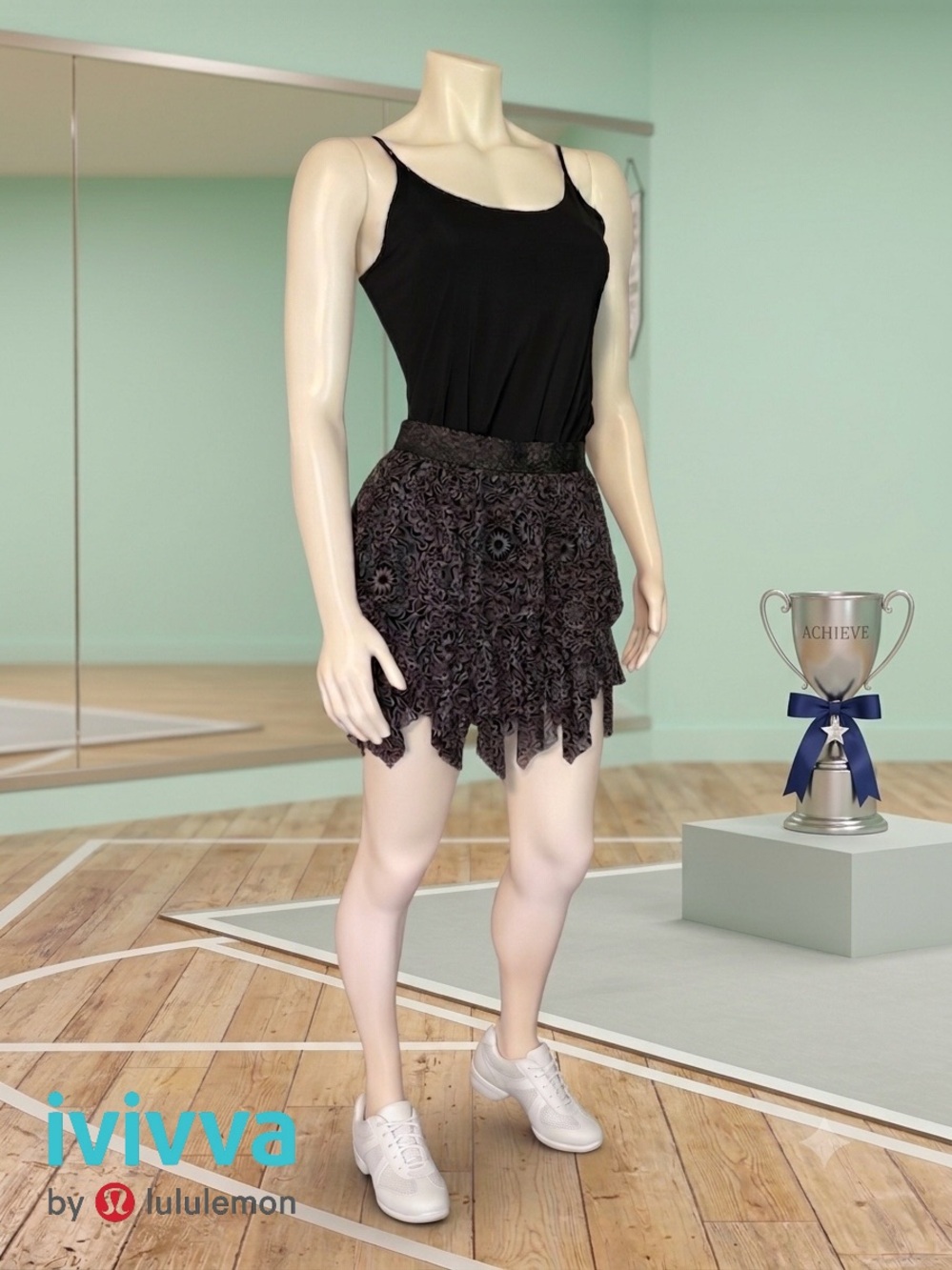 Ivivva by Lululemon Sugar Plum Dance Skirt Enlace Black Size 14